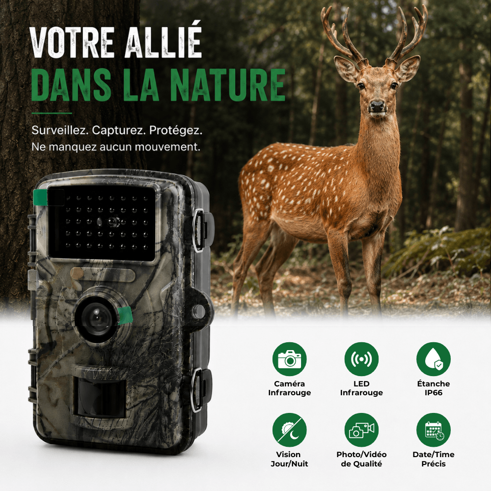 Infrarot Wildkamera Full HD – Detailansicht von Objektiv und Infrarot-LEDs