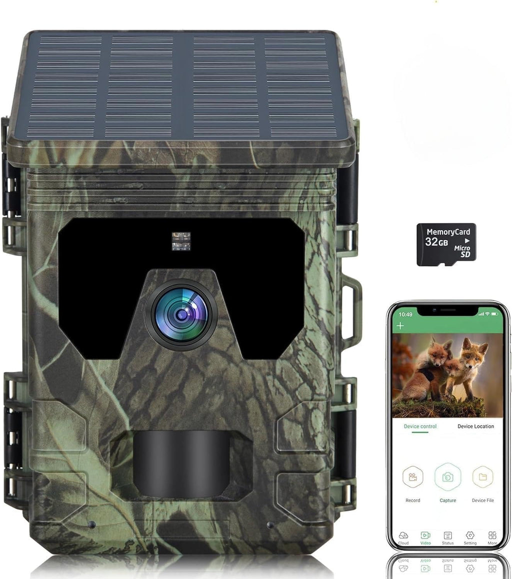 Solar Wildkamera 4G 4K – Frontansicht im Tarndesign