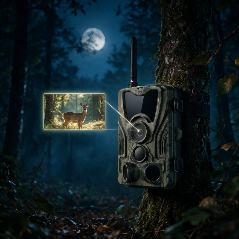 Wildkamera 1080p mit Display – Nachtaufnahme mit Infrarot-Nachtsicht
