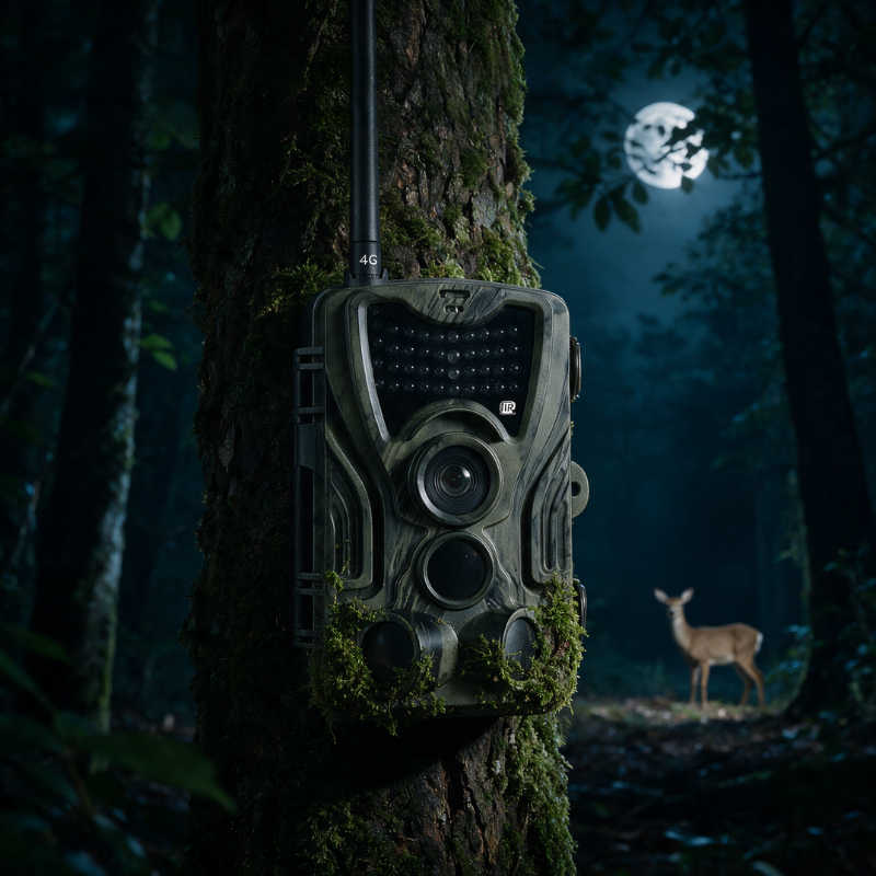 Wildkamera 1080p mit Display – Montage am Baumstamm mit Spanngurt