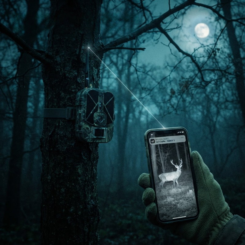 4K Wildkamera 4G – Nachtaufnahme mit Infrarot-Nachtsicht
