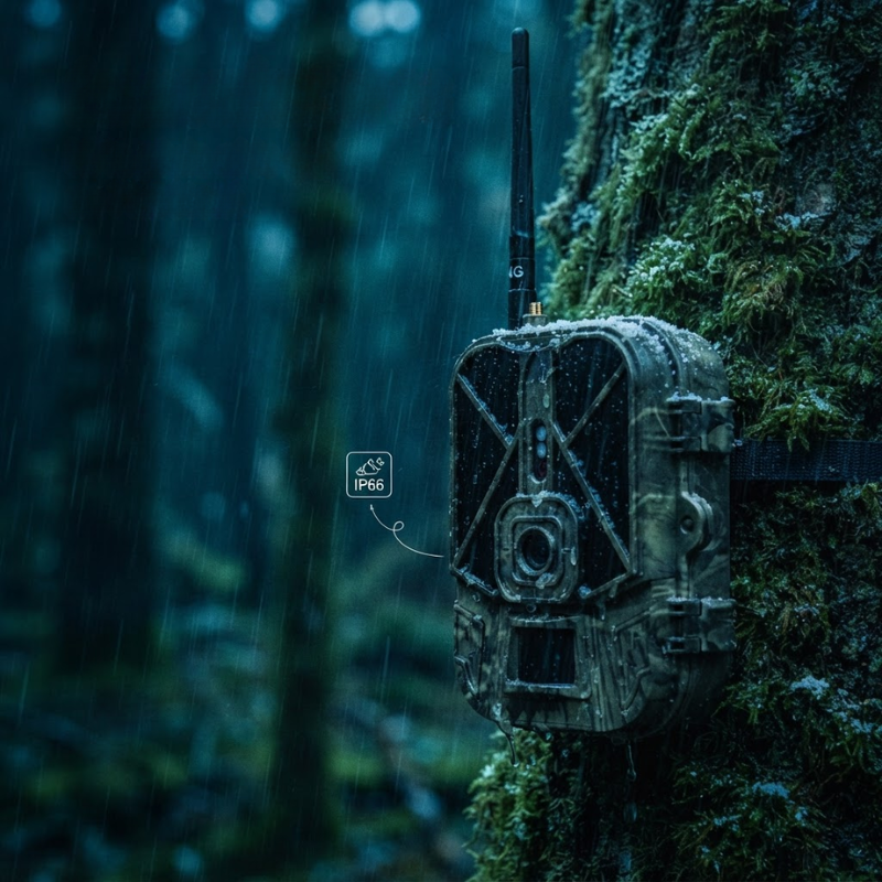 4K Wildkamera 4G – Montage am Baumstamm mit Spanngurt