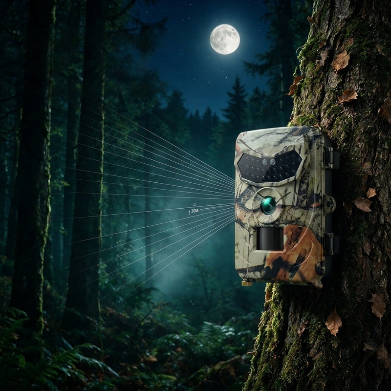 Wildkamera Full HD 1080p – Montage am Baumstamm mit Spanngurt