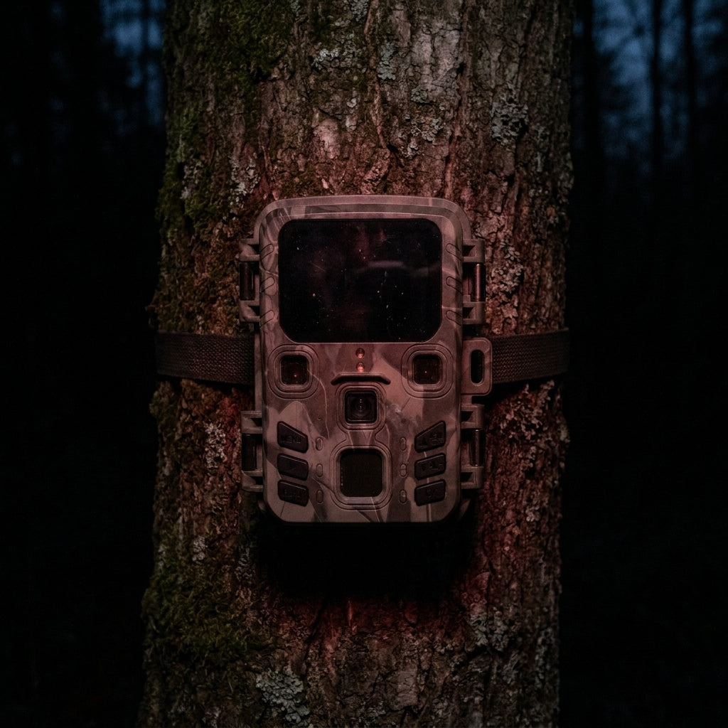 Wildkamera 1080p Weitwinkel – Rückseite mit Batteriefach und Speicherkartenslot