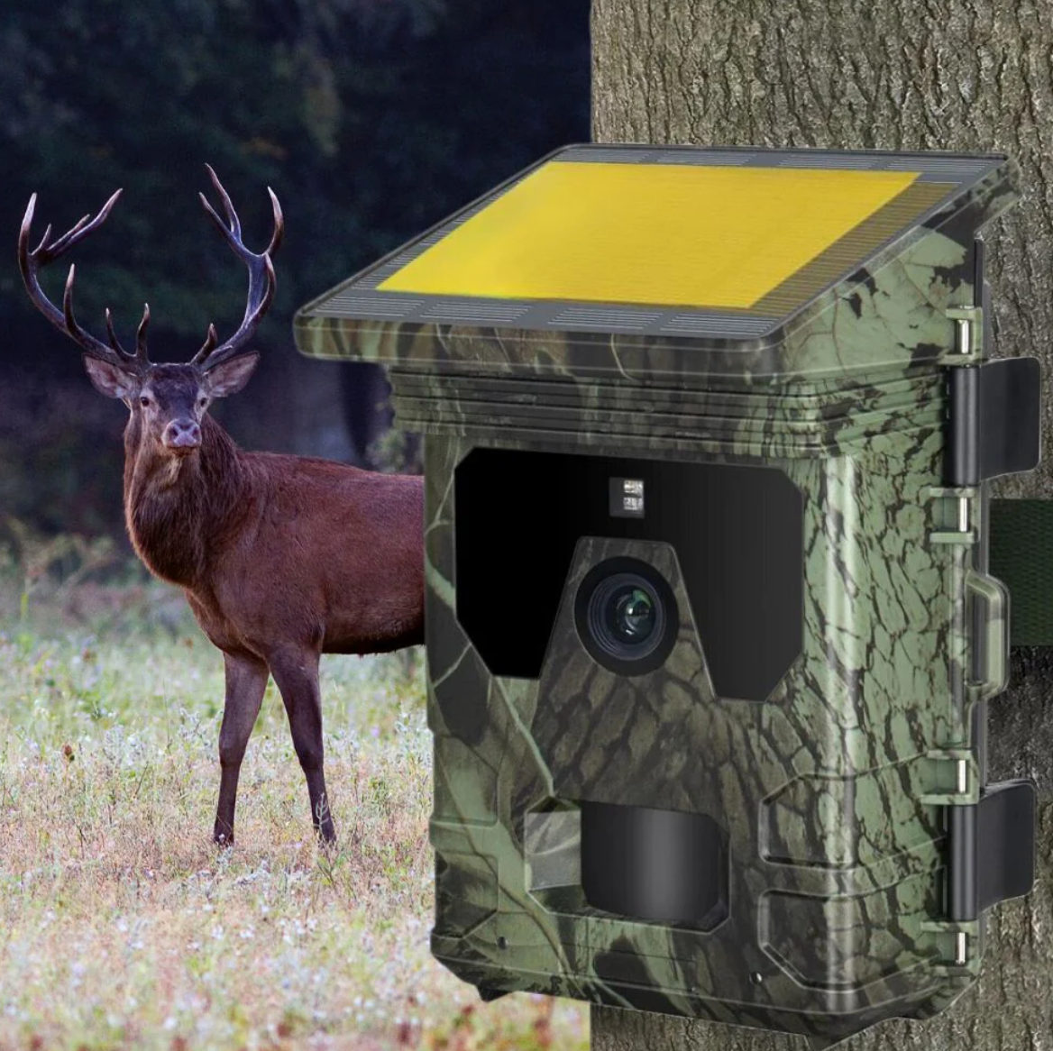 Solar Wildkamera 4G 4K – Detailansicht von Objektiv und Infrarot-LEDs